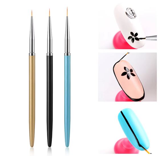 Luscious Glances 3-Piece Nail Art Liner Brush Set – Fine-Tip Detail Brushes
