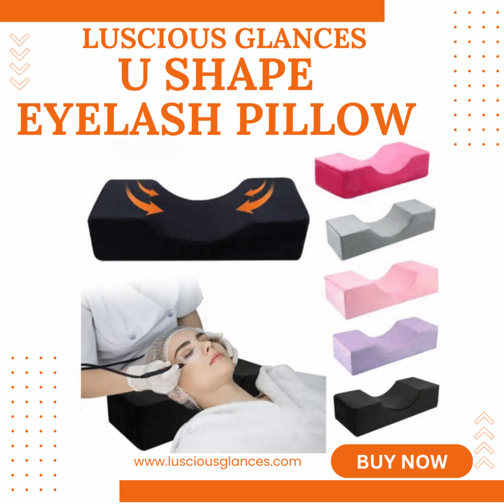 luscious glances u shape eyelash extension pillow – ergonomic lash tech neck support