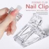 Reusable nail tips clip holding dual form in place during Polygel curing – salon nail extension tool by Luscious Glances.