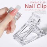 Reusable nail tips clip holding dual form in place during Polygel curing – salon nail extension tool by Luscious Glances.