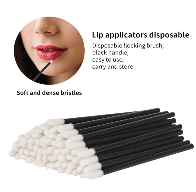 Luscious Glances Disposable Lip Brushes – Pack of 50, soft tapered bristles for hygienic lipstick and gloss application
