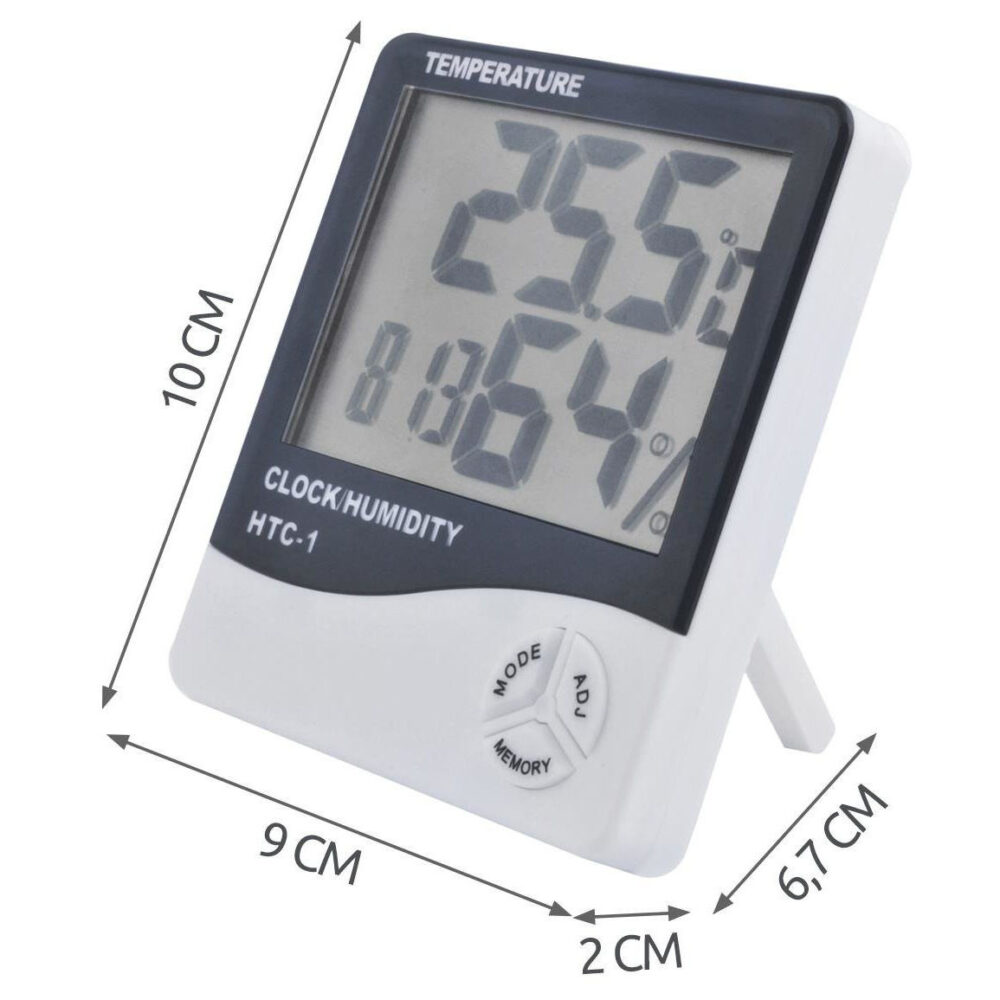 htc 1 digital hygrometer with clock – temperature & humidity monitor for eyelash glue storage