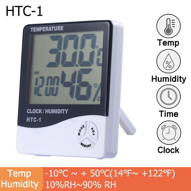 HTC-1 Digital Hygrometer Clock for Lash Glue Storage – Temperature & Humidity Monitor
