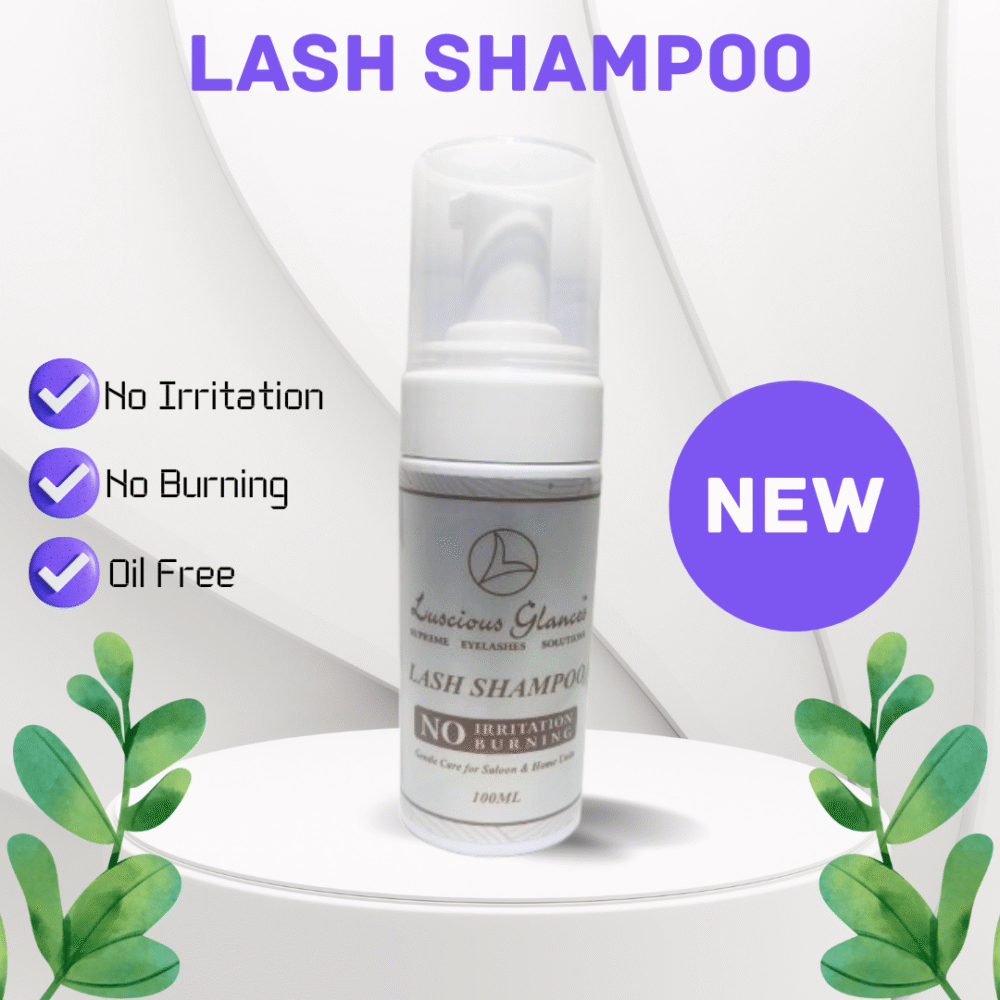 Luscious Glances Eyelash Extension Shampoo 100ml – Oil-free foaming cleanser for safe lash extension care