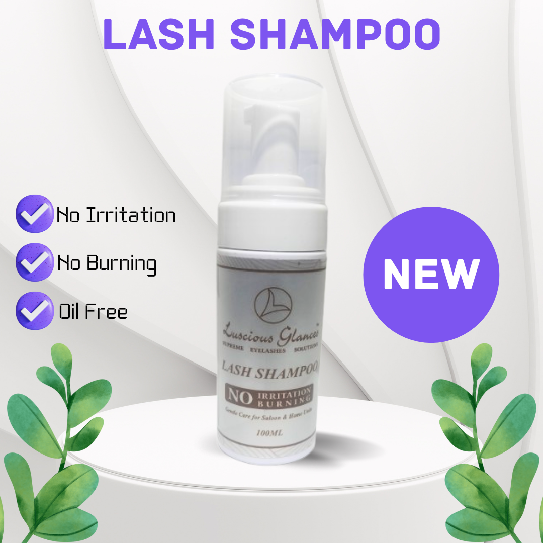 Luscious Glances Eyelash Extension Shampoo 100ml – Oil-free foaming cleanser for safe lash extension care
