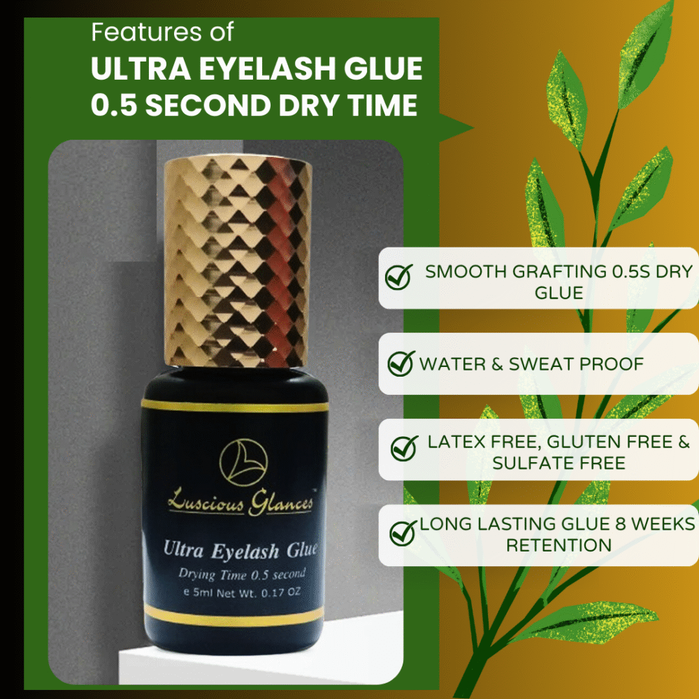 Luscious Glances Ultra Eyelash Extension Glue – 0.5 sec fast-drying professional lash adhesive