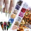 12 colors sparkly nail foil flakes – ultra thin aluminum nail art by luscious glances