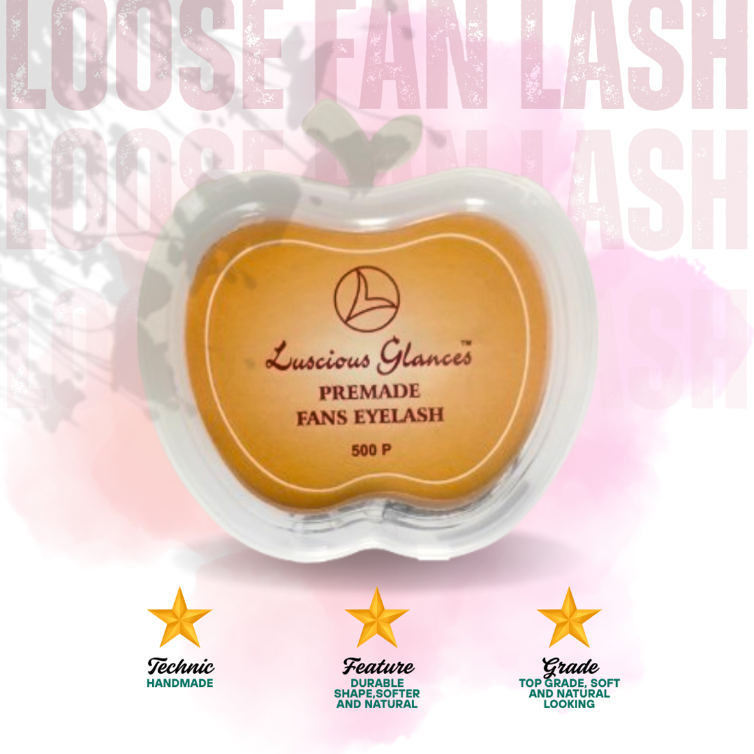 Luscious Glances 500 pcs loose fan eyelash extensions – individual length pre-made volume fans for professionals