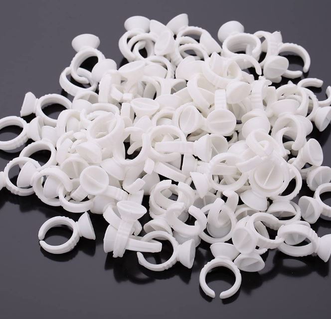 Luscious Glances Eyelash Extension Glue Rings – 100 pcs disposable adhesive holder cups for lash artists”