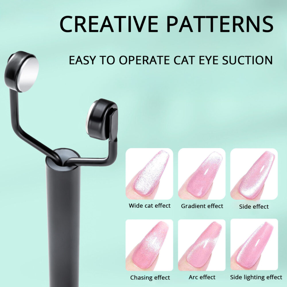 luscious glances 3 in 1 cat eye magnet stick – triple head y shape nail art tool for stunning cat eye polish
