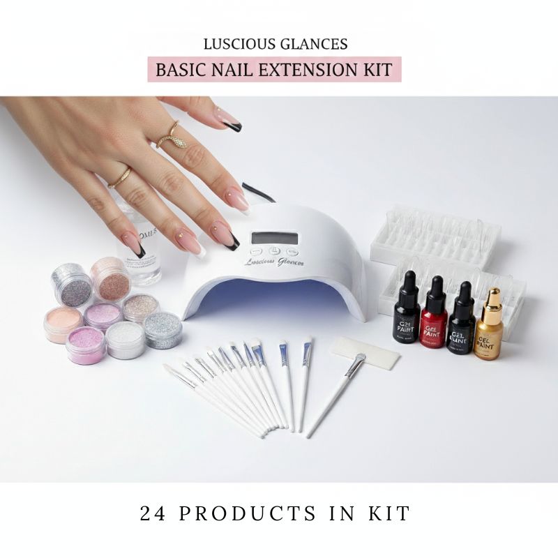 luscious glances basic nail extension kit – 24 in 1 complete starter set